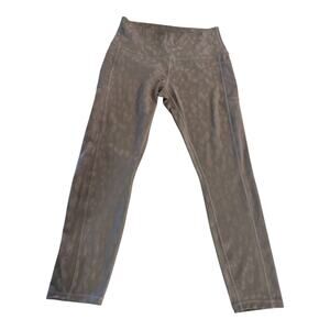 LegEnd High Rise Leopard Print Leggings Taupe Women's L Athleisure Activewear